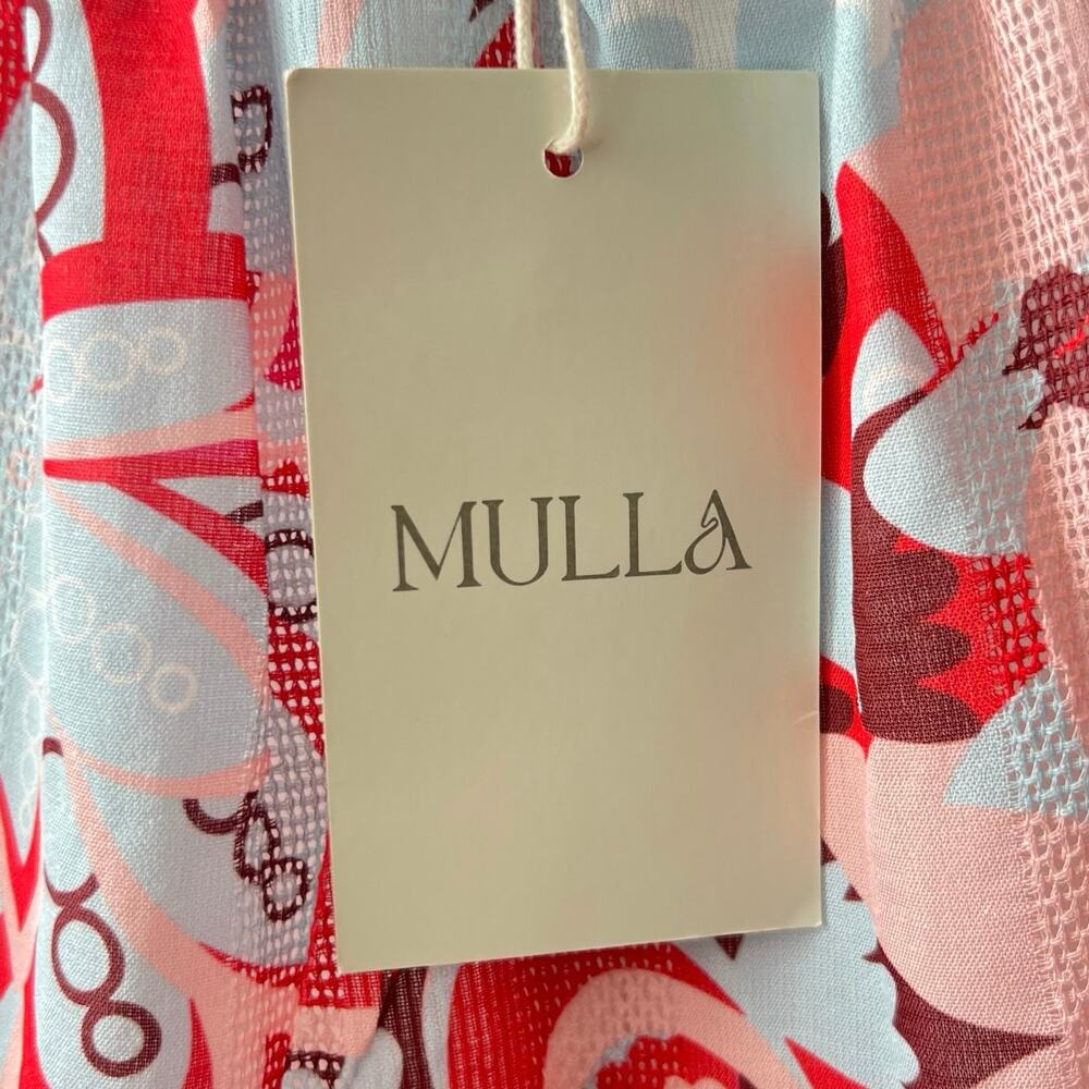 Mulla Miniskirt Women’s M Pink Blue Multicolor Abstract Floral Ladder Lace NWT - Picture 5 of 10